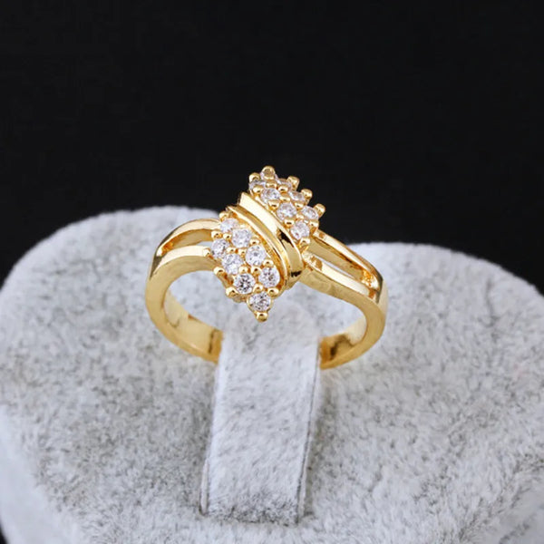 14K Gold Diamond Charm Lady Ring