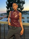Crimson Luxe Faux Leather Top